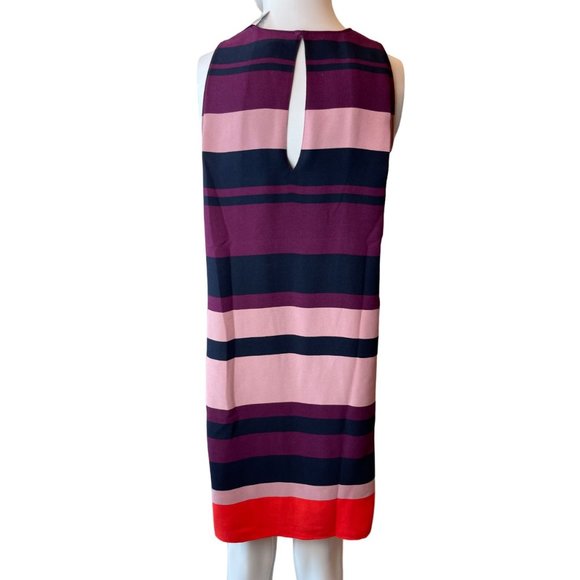 NWT Ann Taylor Womens Striped Shift Mini Dress Back Keyhole Blue Purple SZ XXSP - Picture 2 of 6